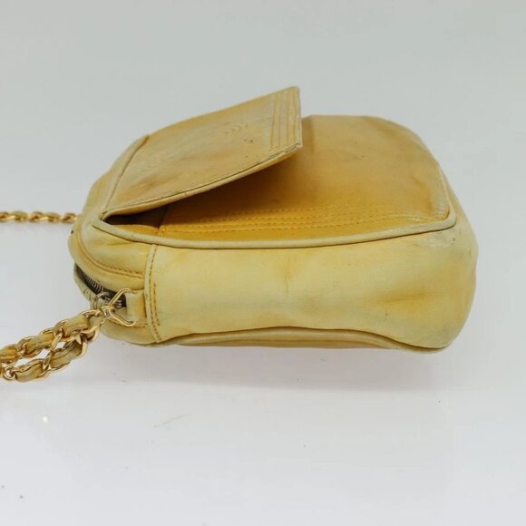 CHANEL Chain Shoulder Bag Lamb Skin Yellow Gold CC - Picture 4 of 15